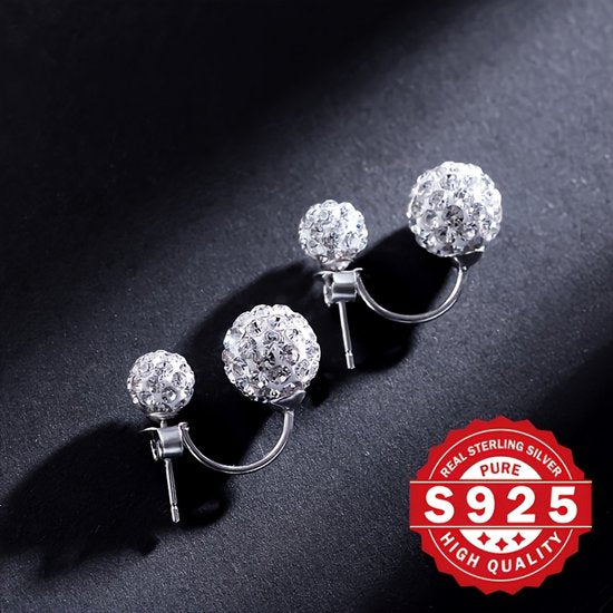 Sjika - S925 Sterling Zilveren Oorbellen Set – Kristallen Stud Oorbellen & Ear Cuff – Dames - Cadeau