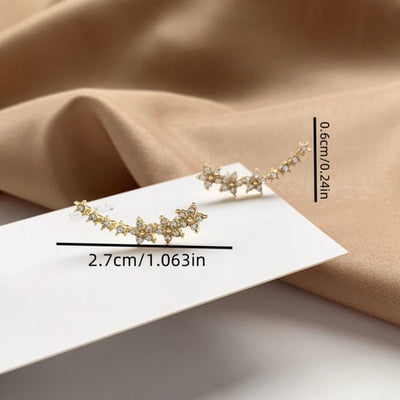 Sjika - Zilveren Ear Climbers Oorbellen – Oor Crawler met Zirkonia – Dames Oorbellen Zilver – Minimalistisch & Elegant – Set van 2 - Cadeau voor haar