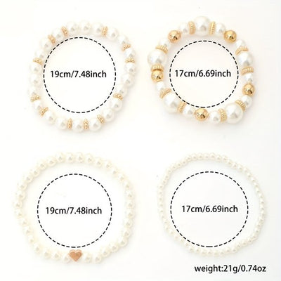 Sjika - Elegante Armbanden Set | Gold Plated | Parel Design | Cadeau voor Haar