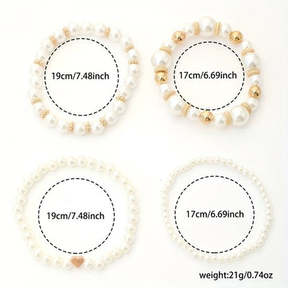 Sjika - Elegante Armbanden Set | Gold Plated | Parel Design | Cadeau voor Haar