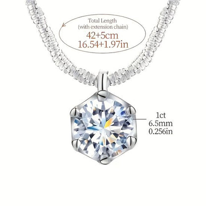 Sjika - S925 Sterling Zilveren Ketting met Solitaire Steen – Minimalistische Dames Halsketting - Cadeau