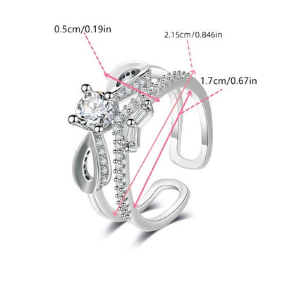 Sjika - Goudkleurige Verstelbare Ring met Zirconia – Luxe Damesring – Open Ring | Elegant Design | One Size | Cadeau voor haar