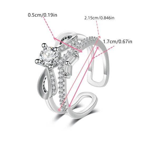 Sjika - Goudkleurige Verstelbare Ring met Zirconia – Luxe Damesring – Open Ring | Elegant Design | One Size | Cadeau voor haar