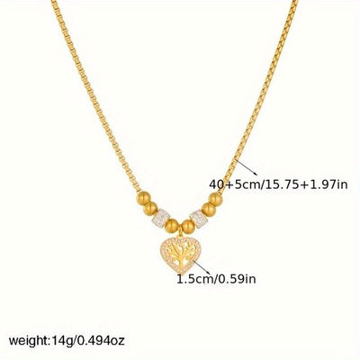 Sjika - Goudkleurige Ketting met Levensboom Hart Hanger – Luxe Dames Ketting – Symbolisch Sieraad – Perfect Cadeau voor haar