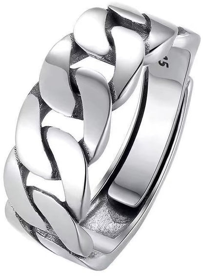 Sjika - Zilveren Schakelring S925 Dames & Heren – Verstelbare Ring Zilver – Minimalistische Chain Ring – Unisex