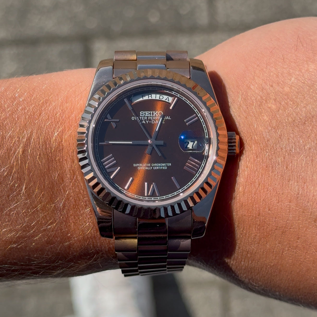 SEIKODATE ROSE GOLD CHOCOLATE ROMAN