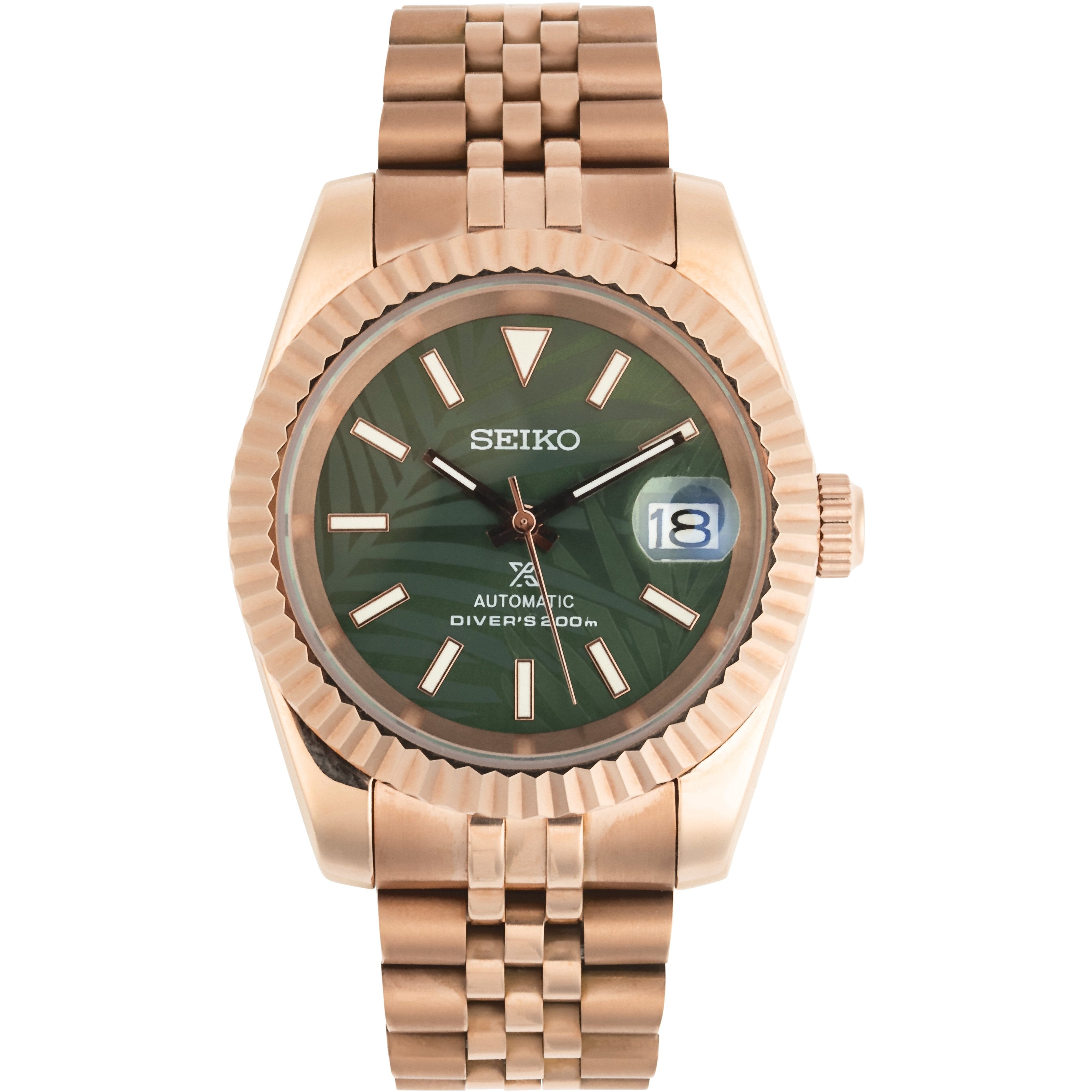 SEIKOJUST ROSÉ GOLD GREEN PALM